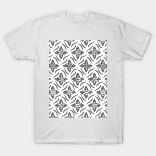 Black and white seamless flower pattern T-Shirt